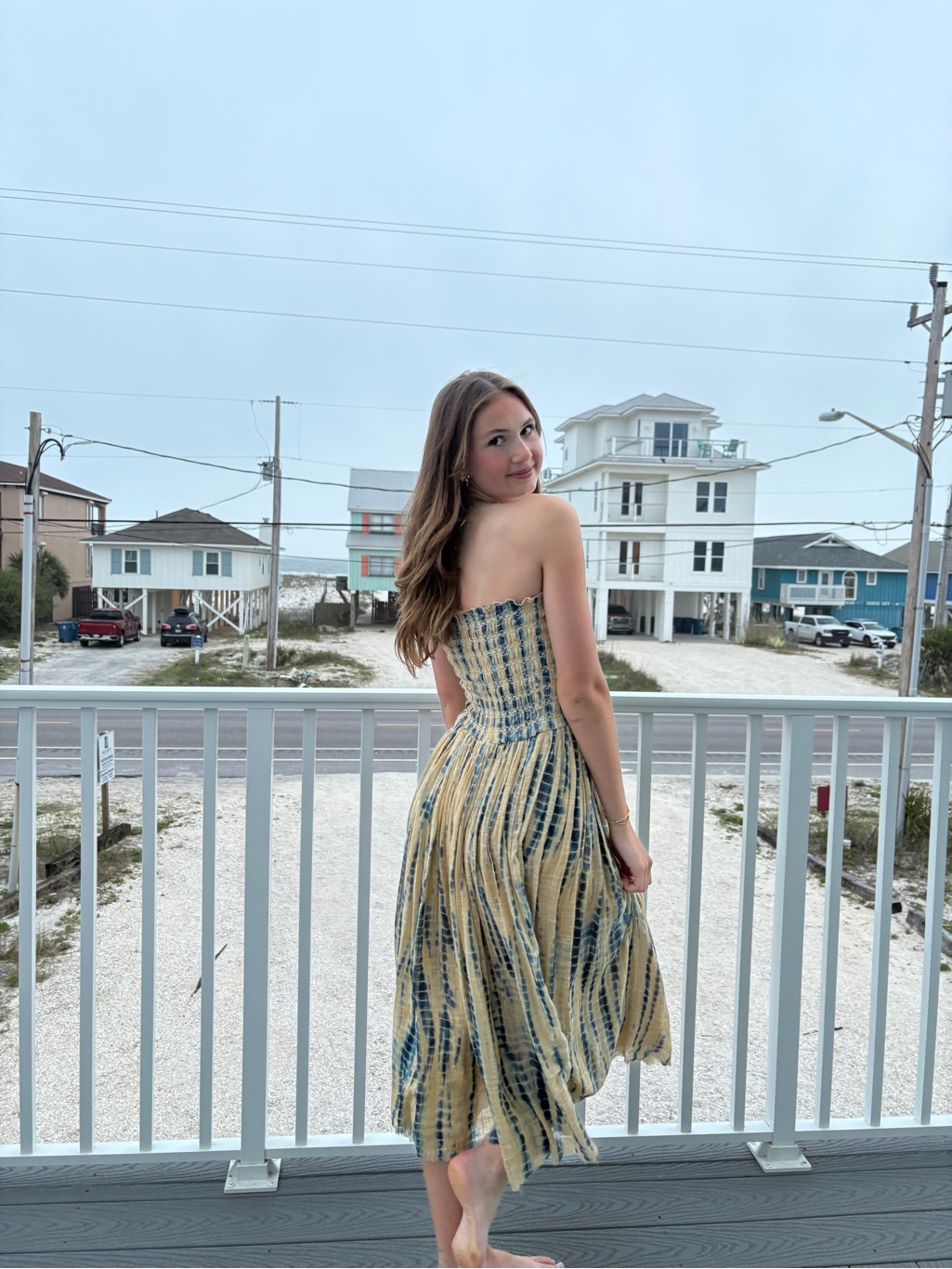 Freepeople Smocked Strapless Tie-Dye Dress In